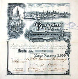 Acción de Pickman S-A- emitida en 1899