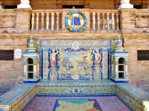 Badajoz, plaza de España, cerámica de Triana